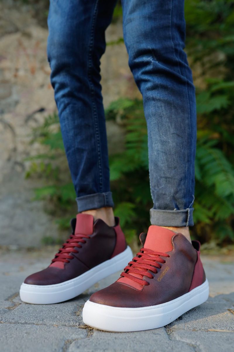 Chekich CH004 Men's Sneakers, Fashion Shoes, Burgundy - Image 3