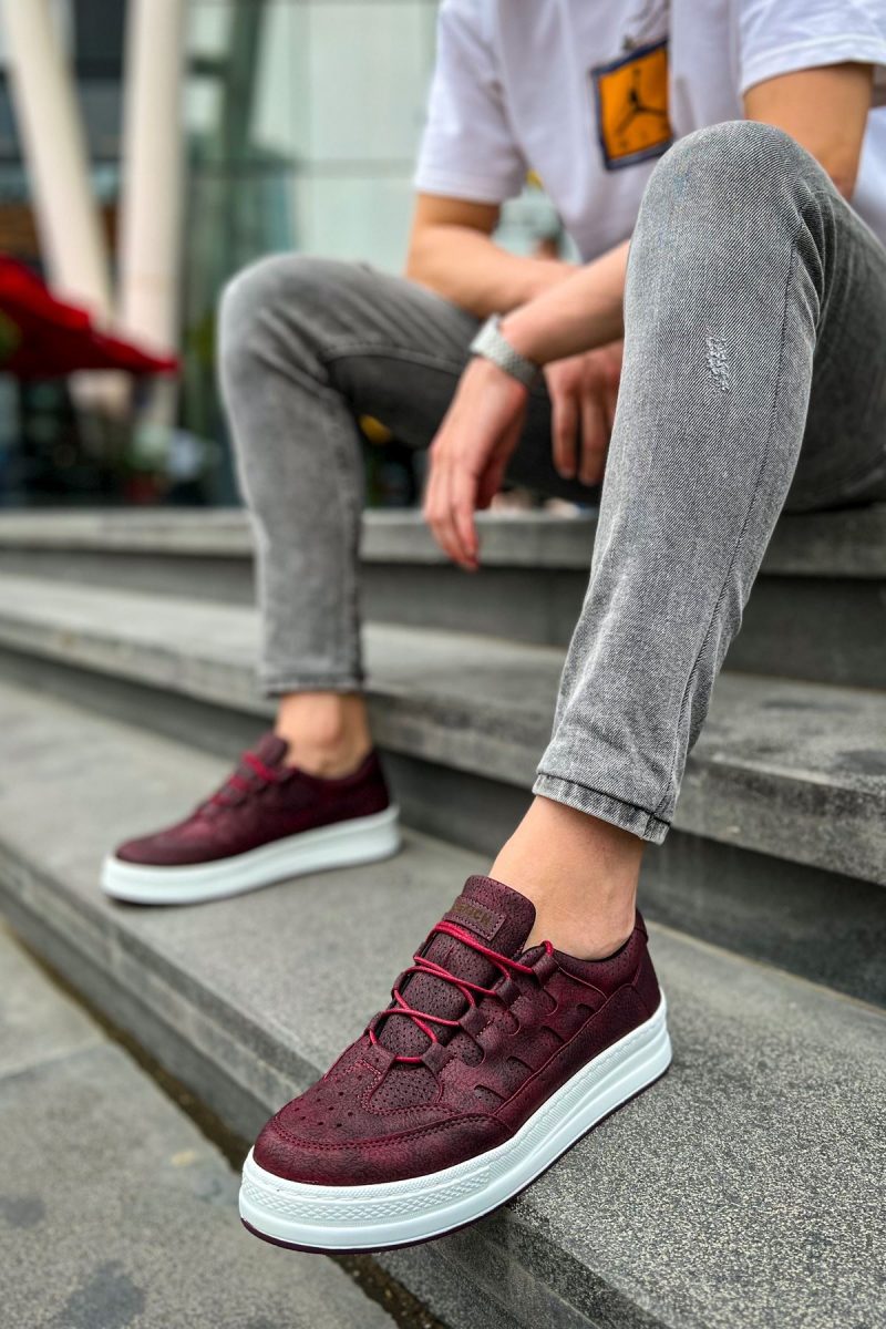 Chekich CH040 Men's Sneakers, Fashion Shoes, Burgundy - Image 3