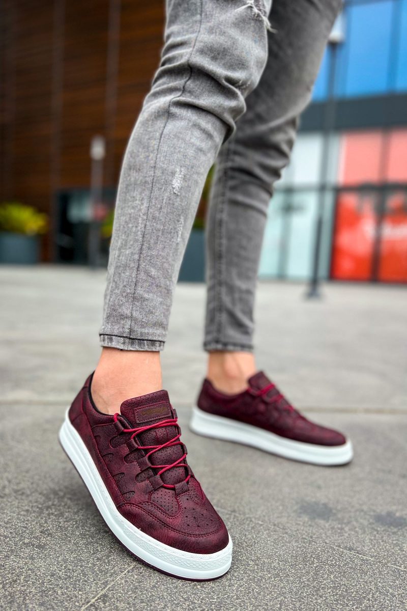 Chekich CH040 Men's Sneakers, Fashion Shoes, Burgundy