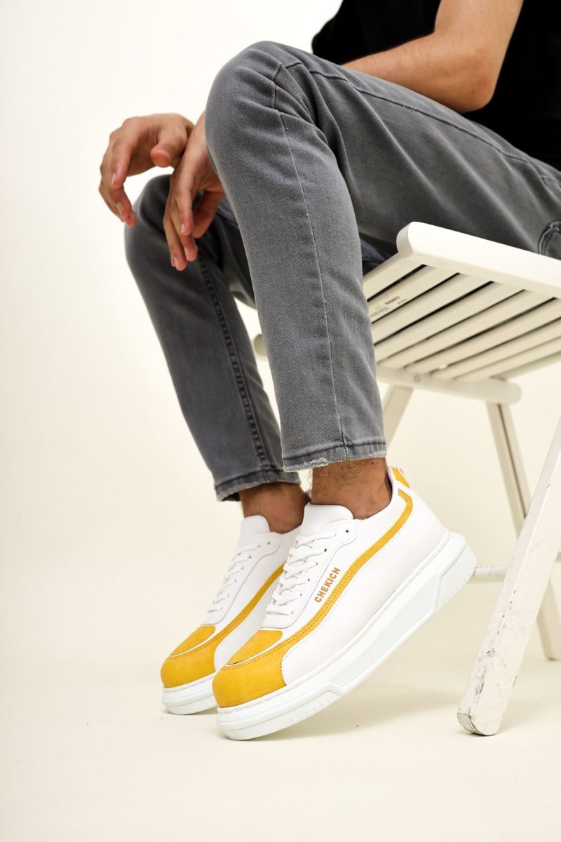 Chekich CH241 Men's Sneakers, Fashion Shoes, Yellow/White - Image 2