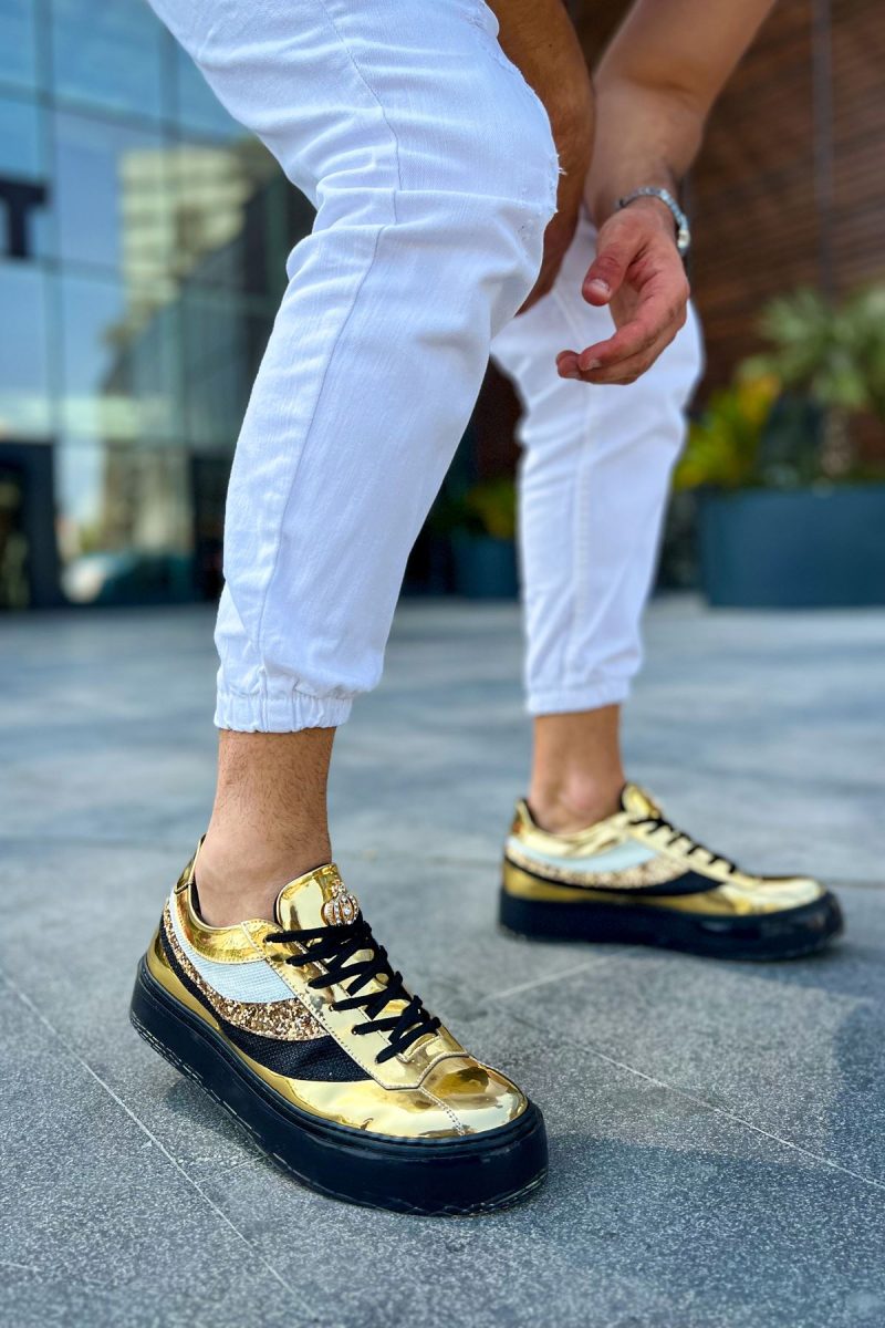 Chekich CH975 Men's Sneakers, Fashion Shoes, Gold - Image 3