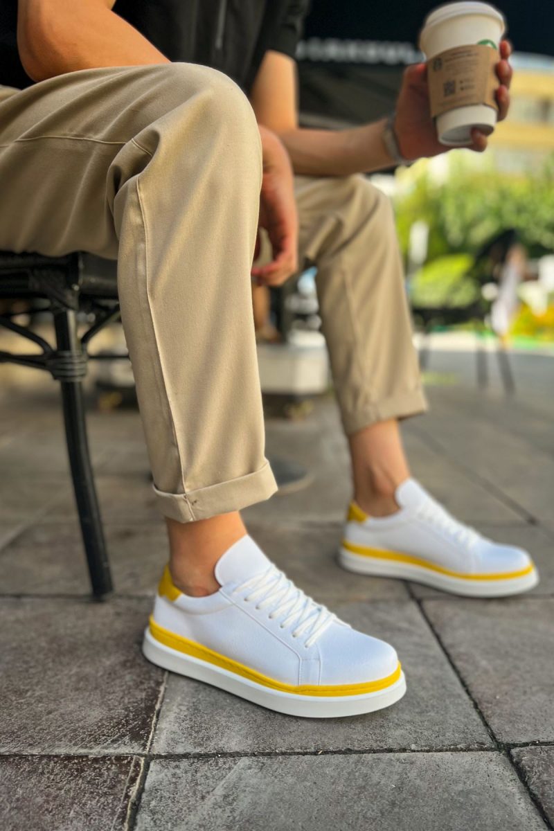 Chekich CH979 Men's Sneakers, Fashion Shoes, White/Yellow - Image 2