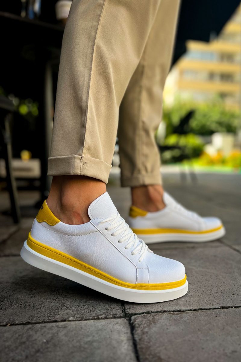 Chekich CH979 Men's Sneakers, Fashion Shoes, White/Yellow - Image 4