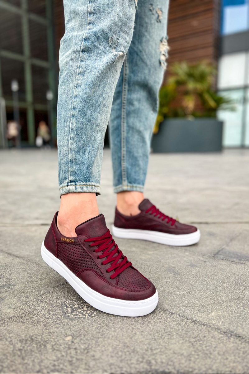 Chekich CH015 Men's Sneakers, Fashion Shoes, Burgundy