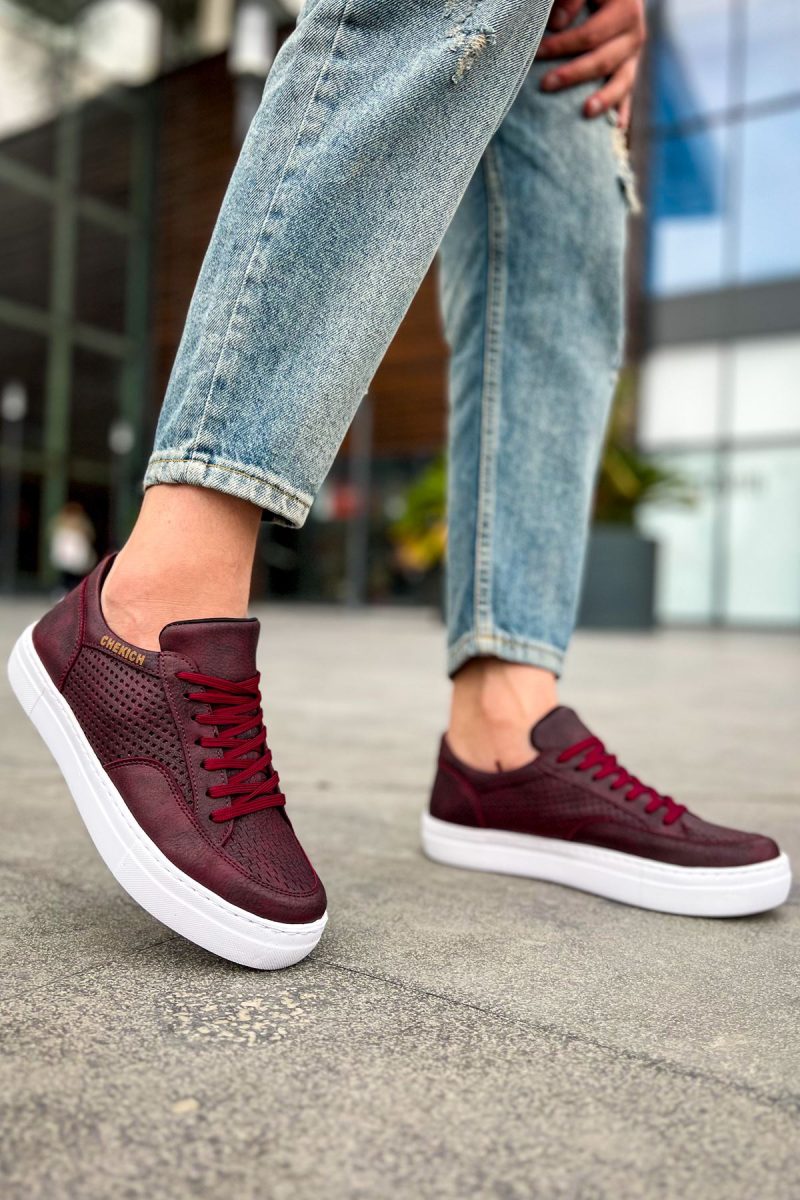 Chekich CH015 Men's Sneakers, Fashion Shoes, Burgundy - Image 3