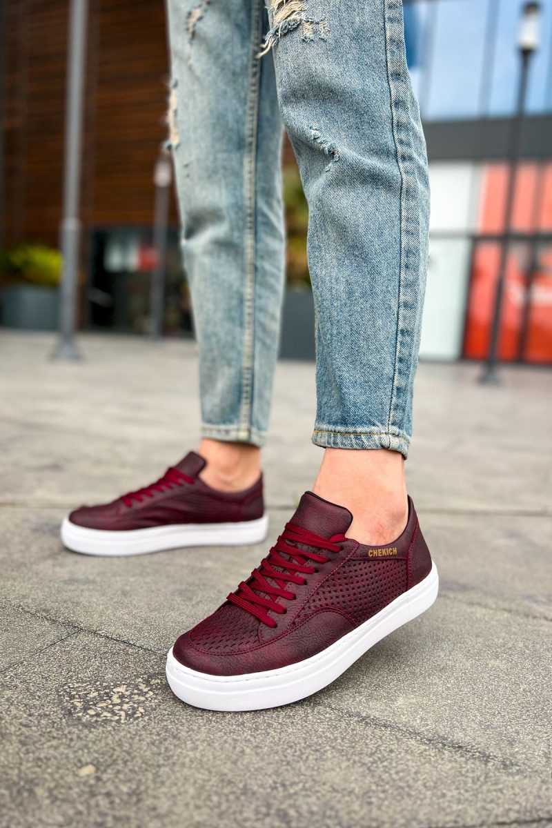 Chekich CH015 Men's Sneakers, Fashion Shoes, Burgundy - Image 2