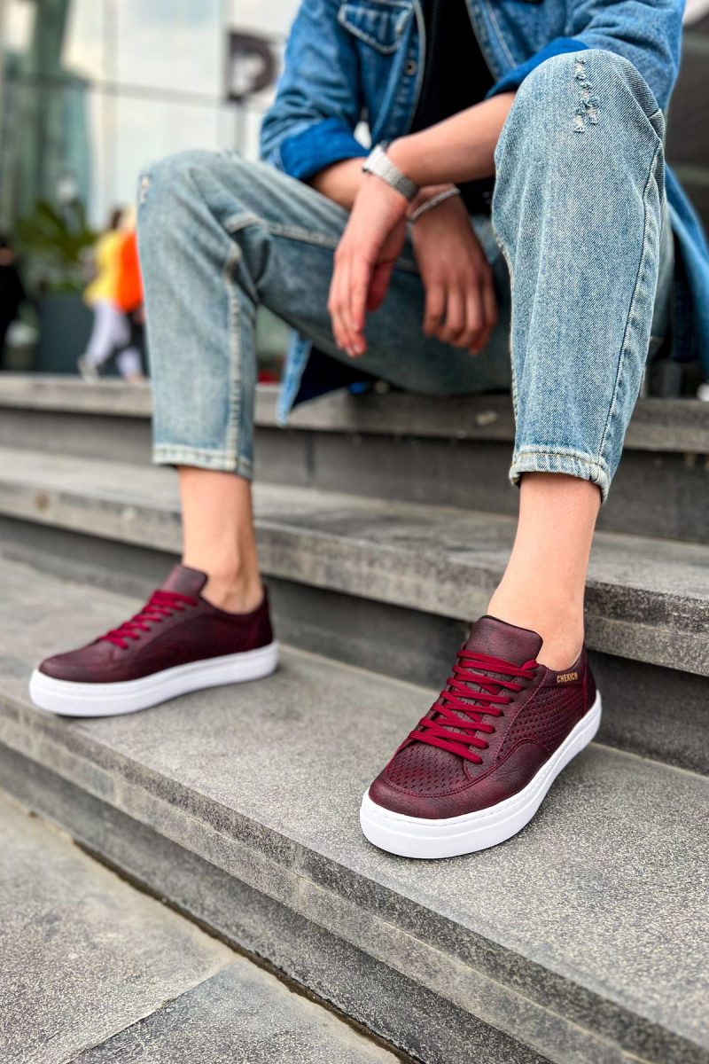 Chekich CH015 Men's Sneakers, Fashion Shoes, Burgundy - Image 4