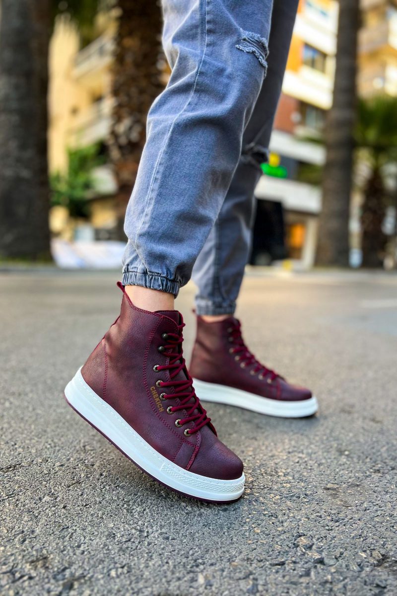 Chekich CH055 Men's Sneakers, Fashion Shoes, Burgundy - Image 3