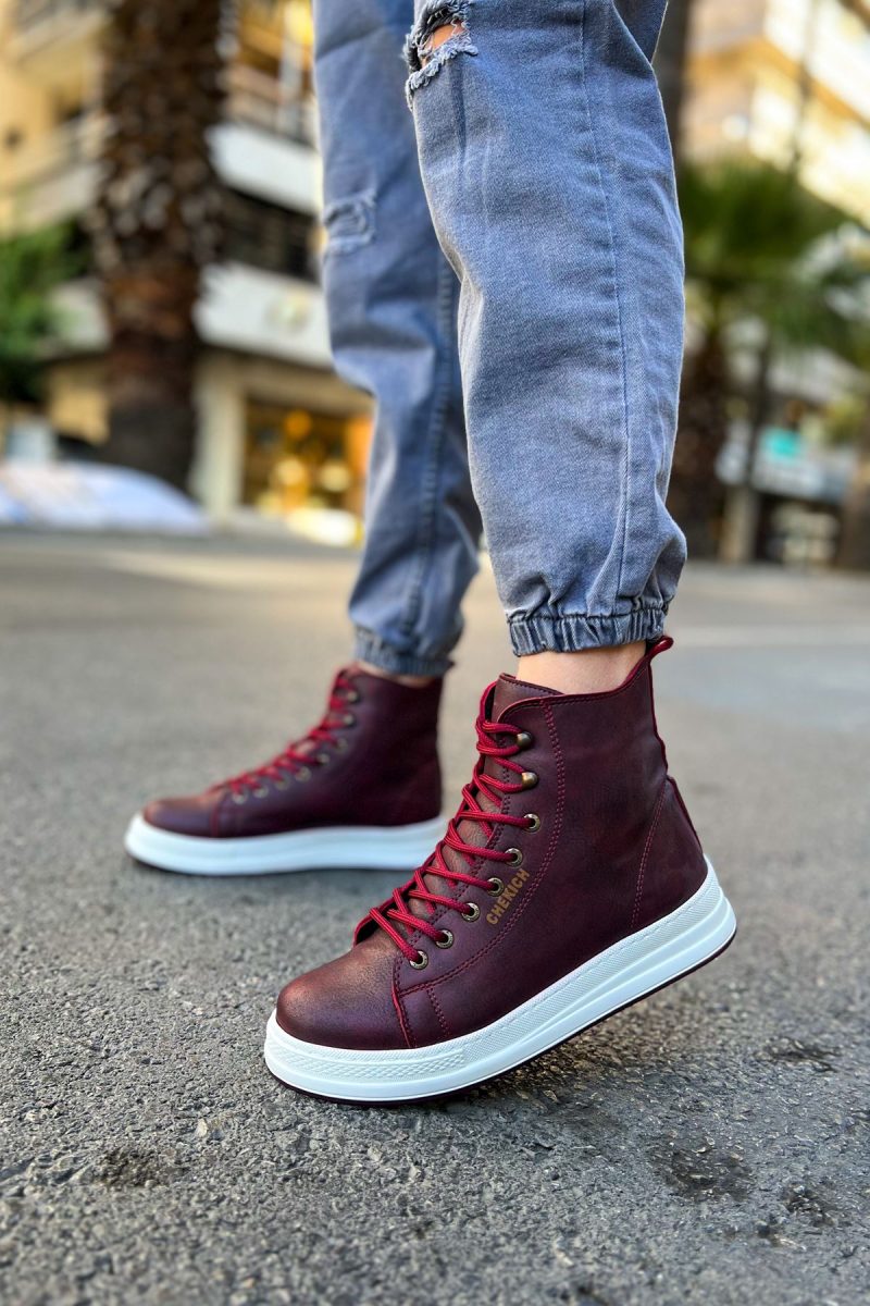 Chekich CH055 Men's Sneakers, Fashion Shoes, Burgundy