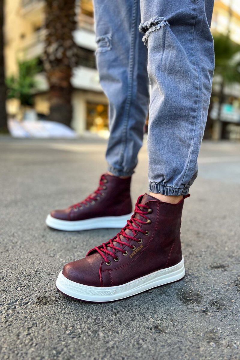 Chekich CH055 Men's Sneakers, Fashion Shoes, Burgundy - Image 4