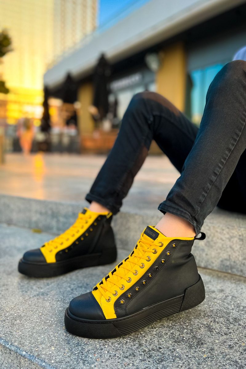 Chekich CH167 Men's Sneakers, Fashion Shoes, Black - Yellow - Image 3