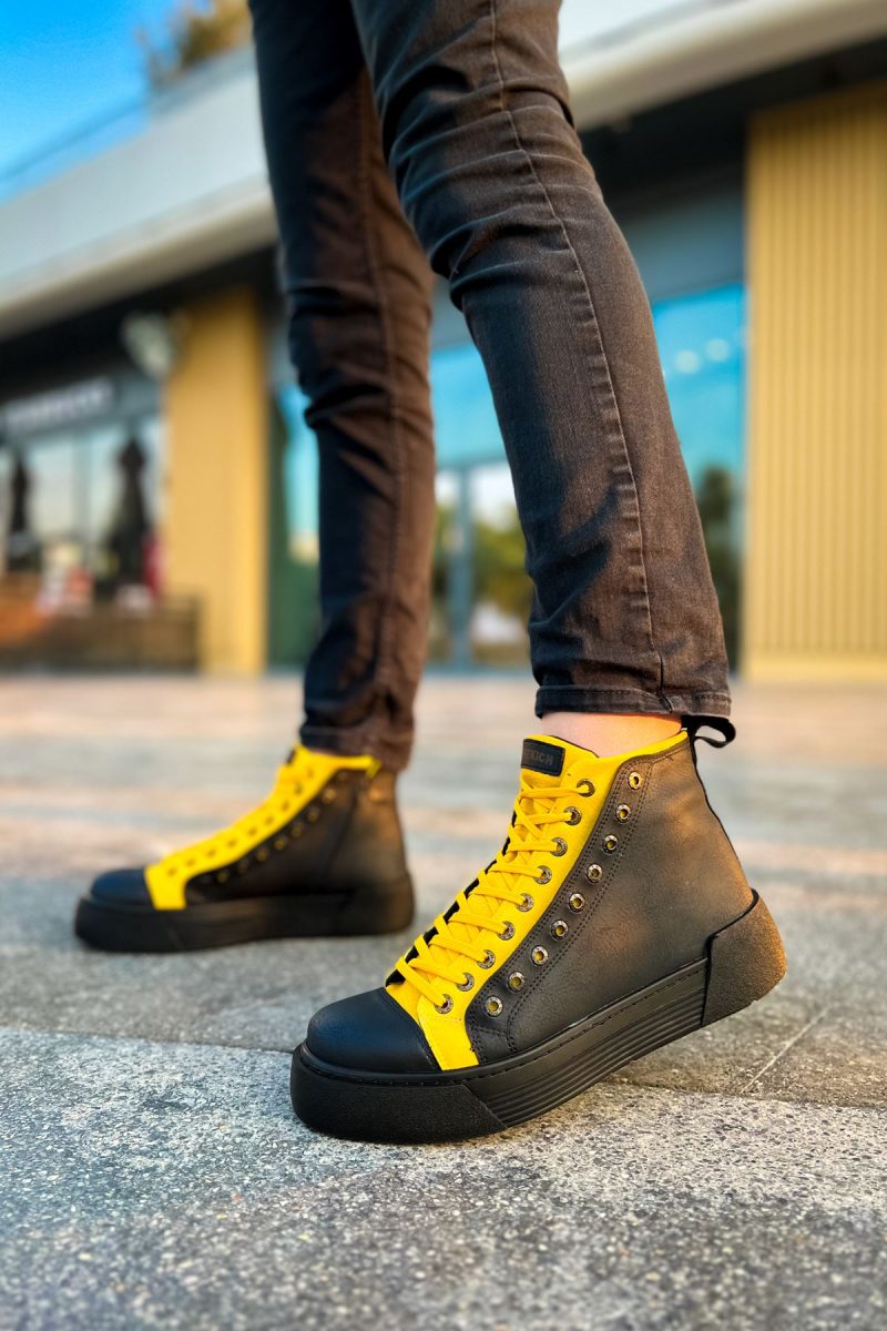 Chekich CH167 Men's Sneakers, Fashion Shoes, Black - Yellow - Image 2