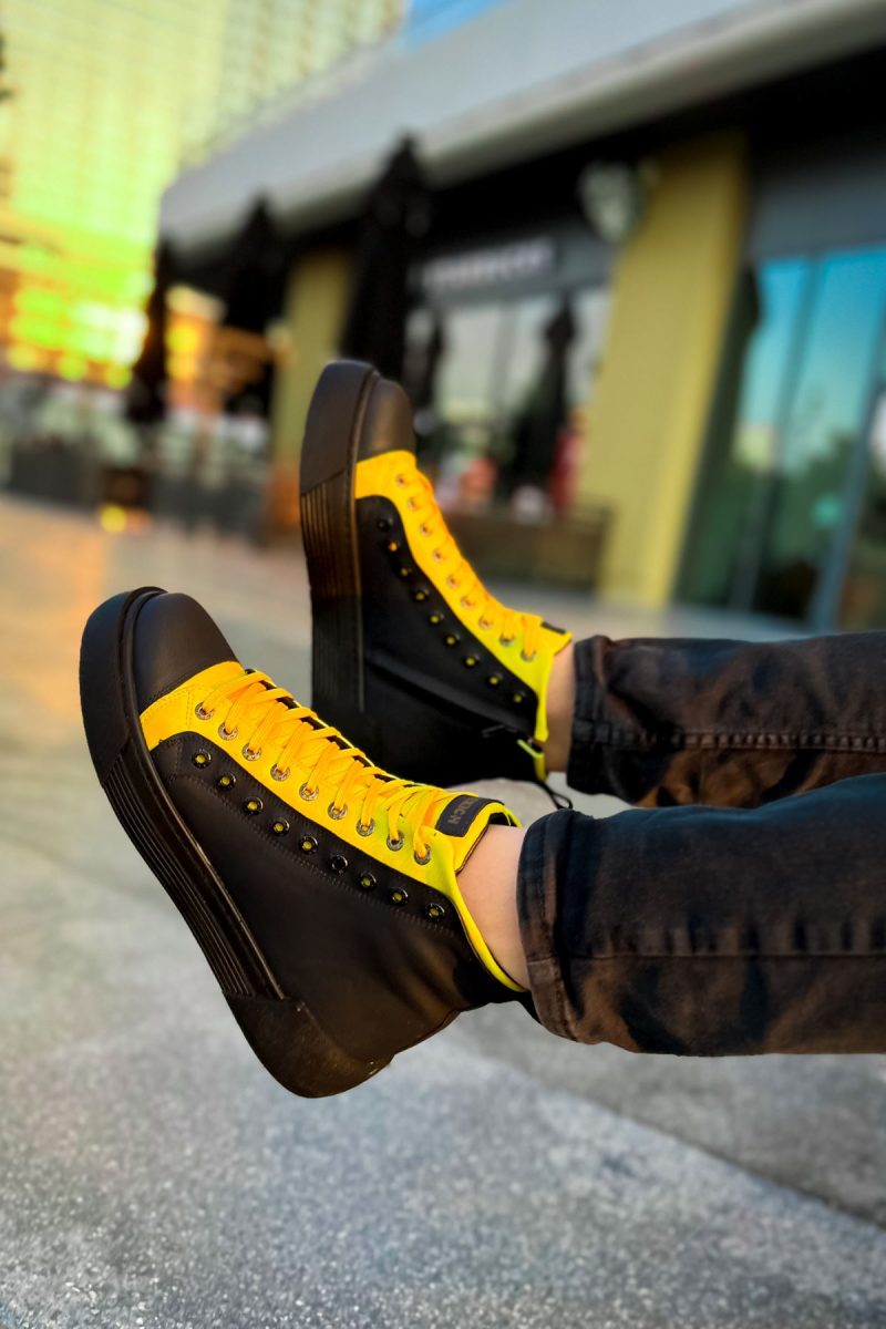 Chekich CH167 Men's Sneakers, Fashion Shoes, Black - Yellow - Image 4