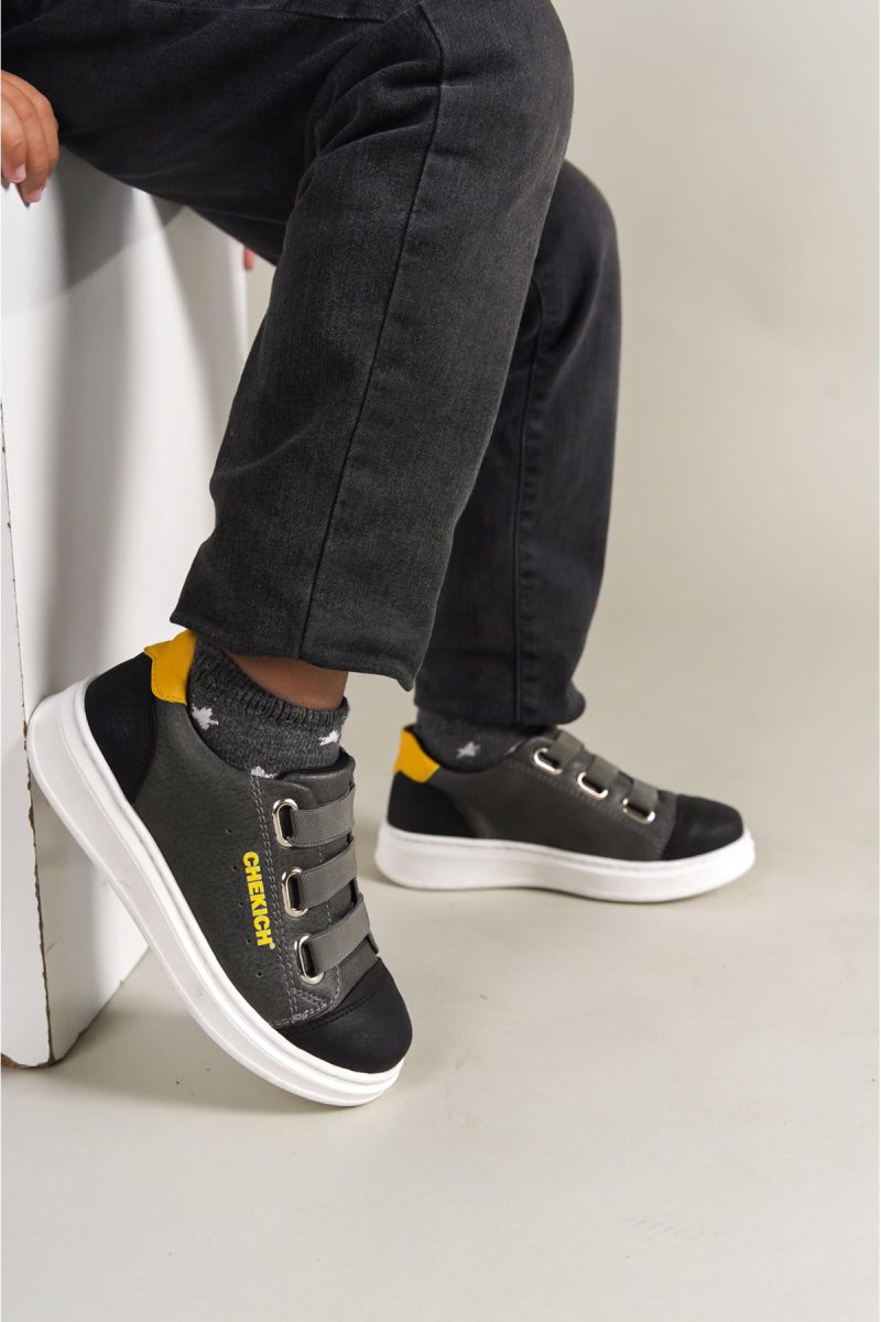 Chekich CHKDS  Sneakers, Fashion Shoes, Black-Grey-Yellow