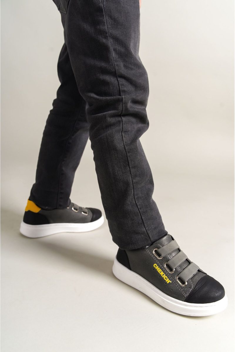 Chekich CHKDS  Sneakers, Fashion Shoes, Black-Grey-Yellow - Image 3