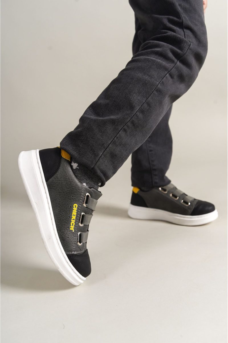 Chekich CHKDS  Sneakers, Fashion Shoes, Black-Grey-Yellow - Image 2