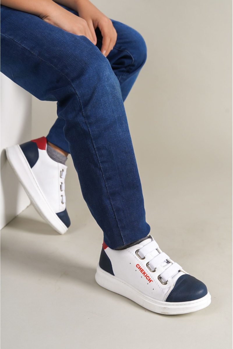 Chekich CHKDS  Sneakers, Fashion Shoes, NavyBlue / White / Red