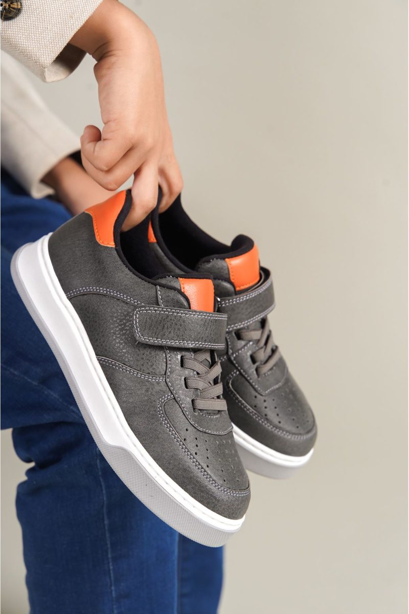 Chekich CHKDS  Sneakers, Fashion Shoes, Grey Orange - Image 2