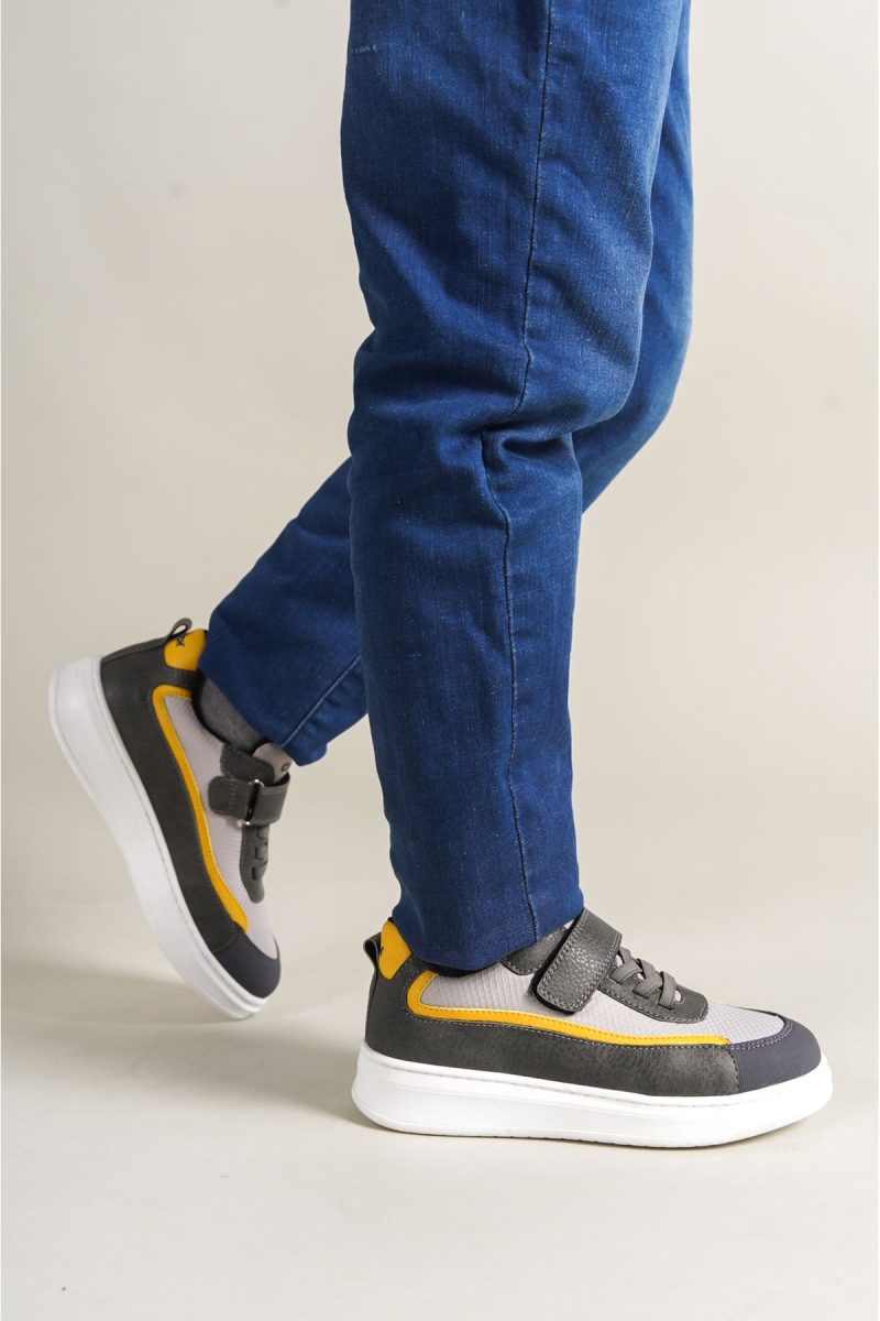 Chekich CHKDS  Sneakers, Fashion Shoes, Grey White Yellow - Image 3