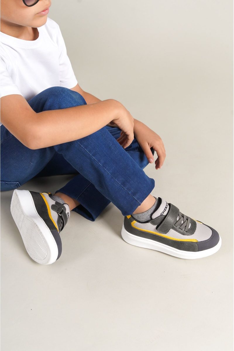 Chekich CHKDS  Sneakers, Fashion Shoes, Grey White Yellow - Image 4