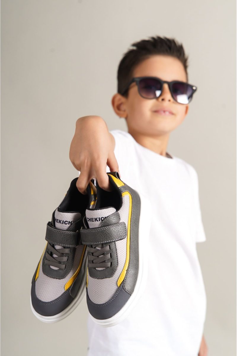 Chekich CHKDS  Sneakers, Fashion Shoes, Grey White Yellow