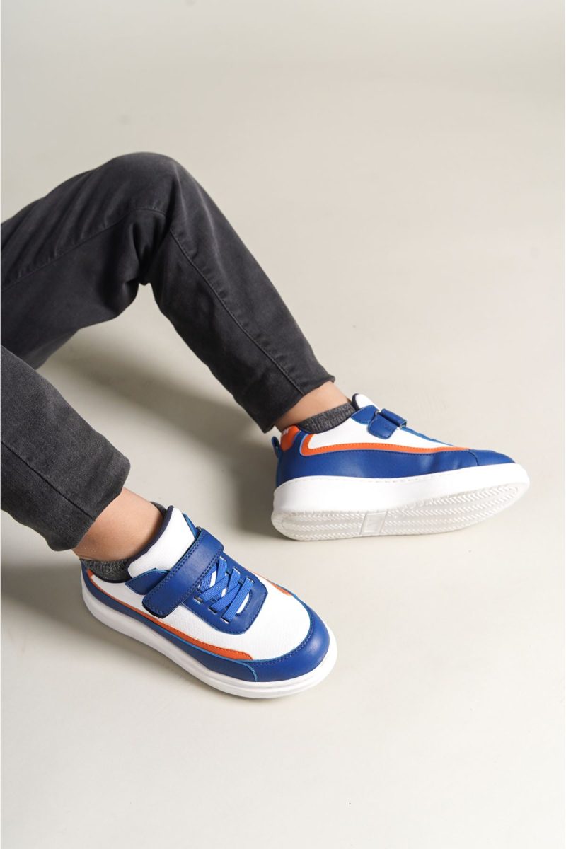 Chekich CHKDS  Sneakers, Fashion Shoes, Blue White Orange - Image 3