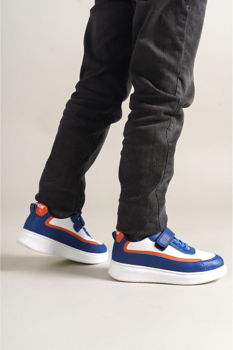 Chekich CHKDS  Sneakers, Fashion Shoes, Blue White Orange - Image 2