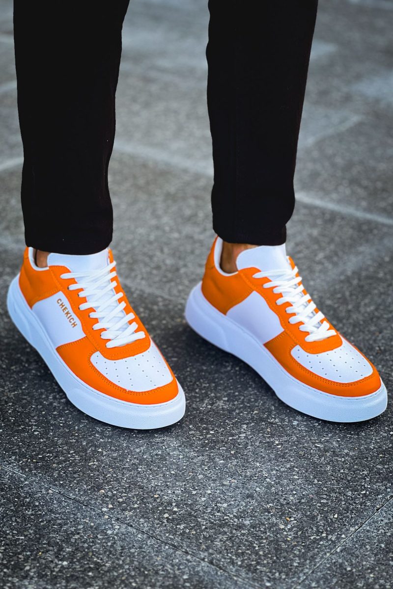 Chekich CH087 Men's Sneakers, Fashion Shoes, White/Orange - Image 3