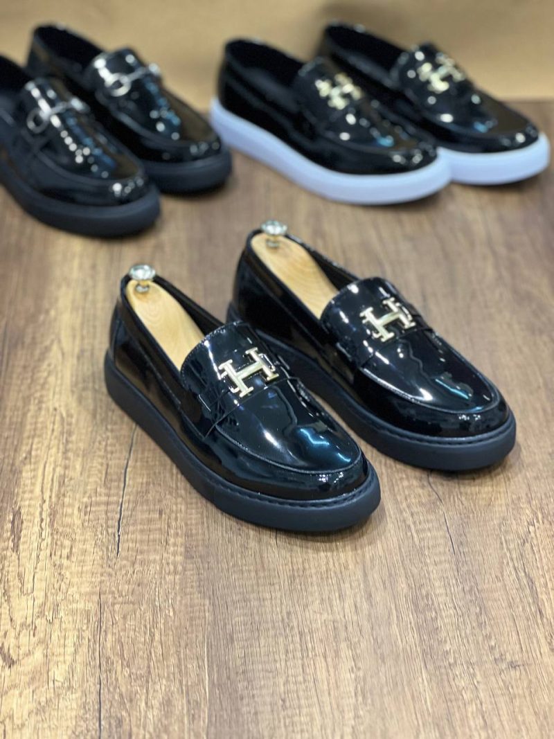 Boa KB027- Men Casual Shoes, Rugan Leather Black Fashion Shoes