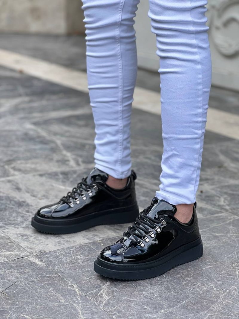 Boa KB-X4- Men Casual Shoes, Rugan Leather Black Fashion Shoes - Image 3