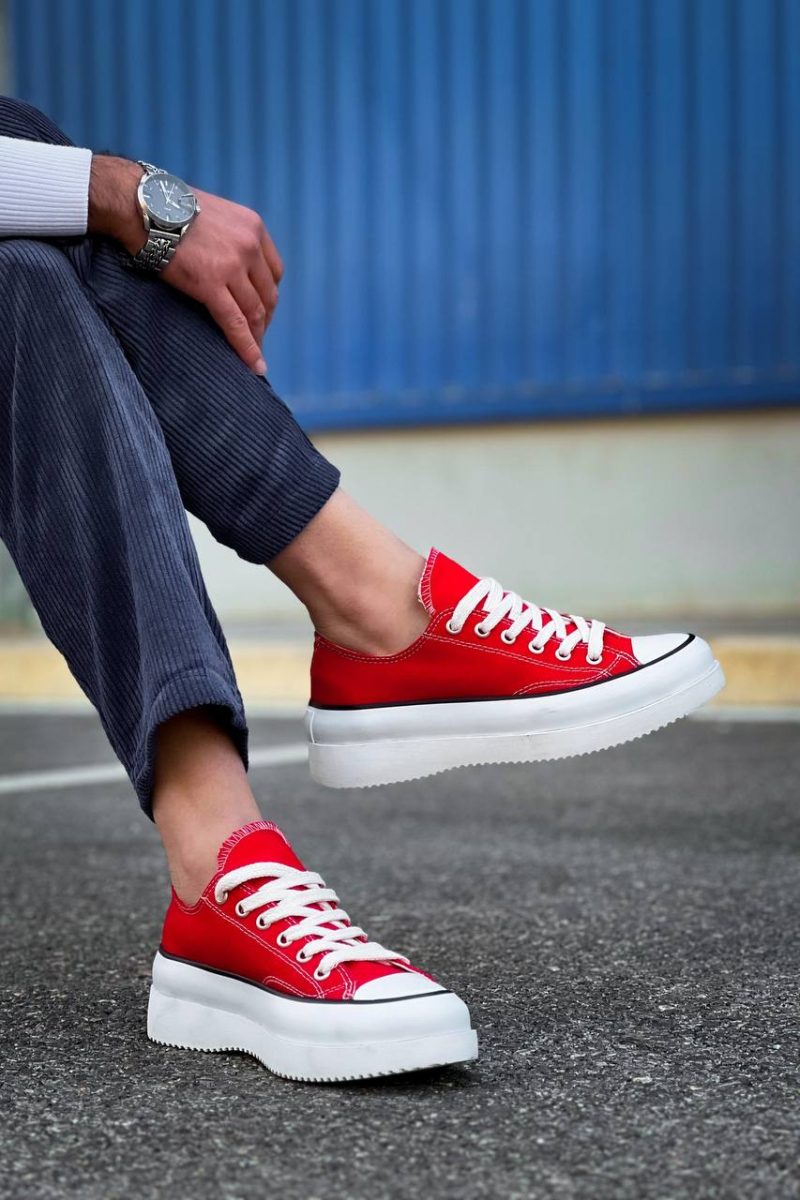 Boa KB-CX- Men Casual Shoes, Linen Leather Red Fashion Shoes - Image 3