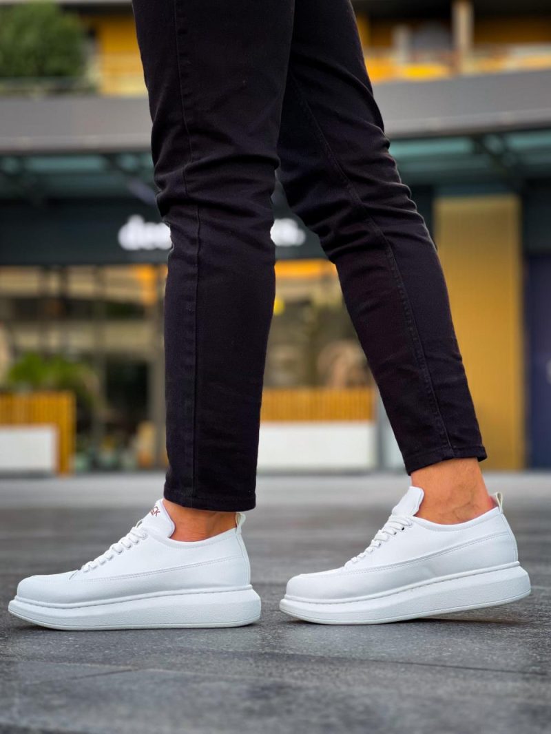 Solaress 814 Mens Sneakers, Leather Daily Shoes White - Image 4