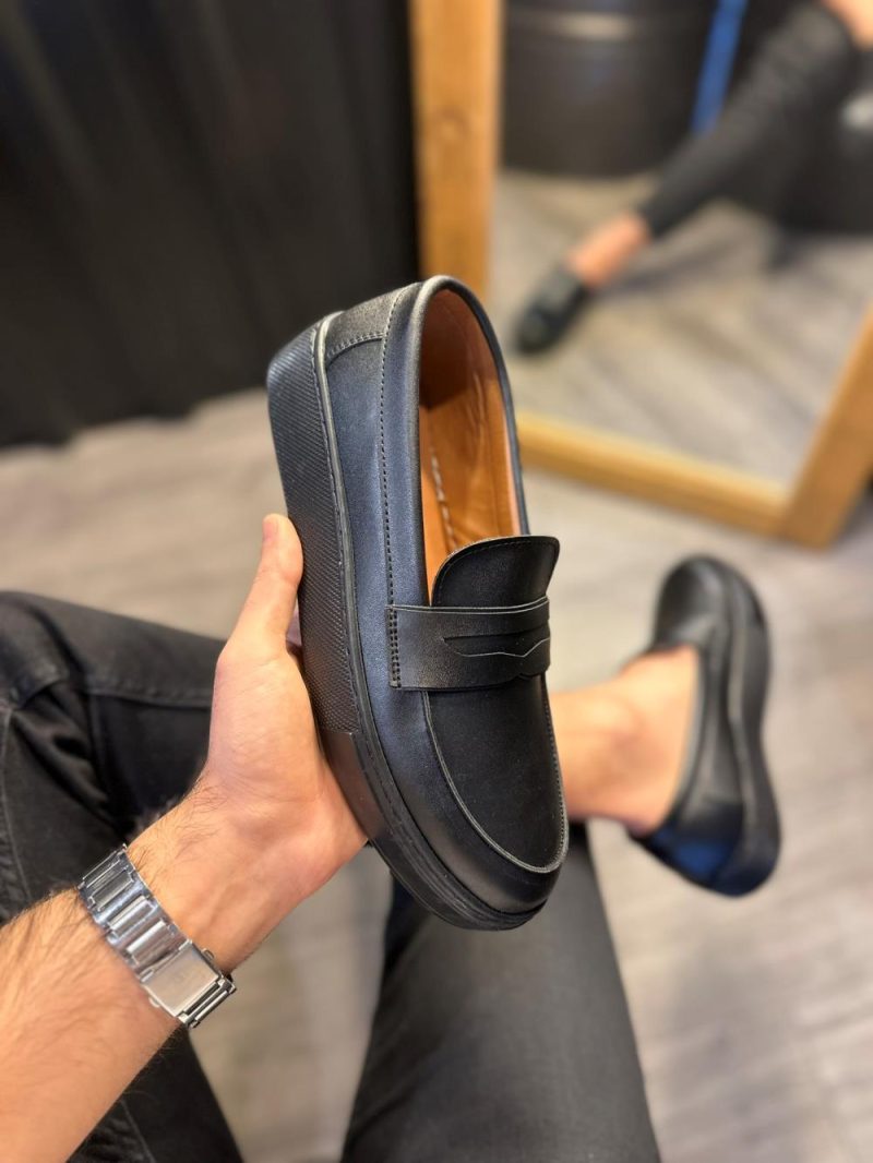 Solaress 400 Mens Sneakers, Leather Daily Shoes Black Black Sole - Image 2