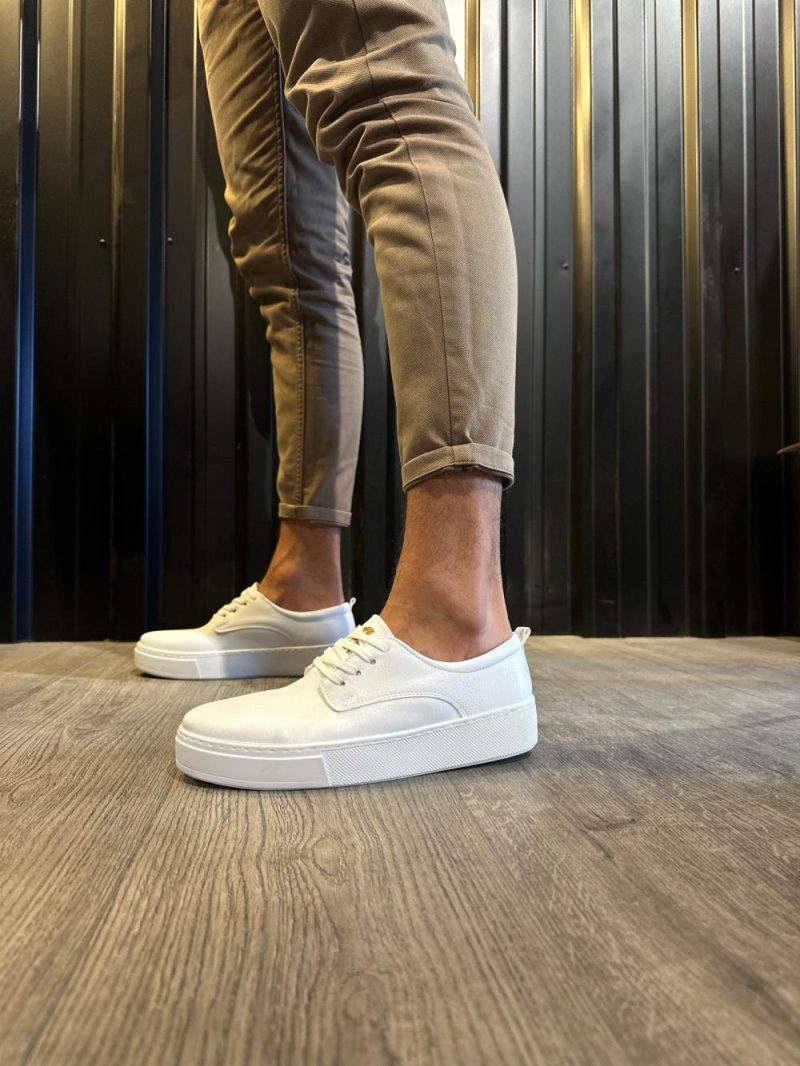 Solaress 077 Mens Sneakers, Leather Daily Shoes White - Image 2