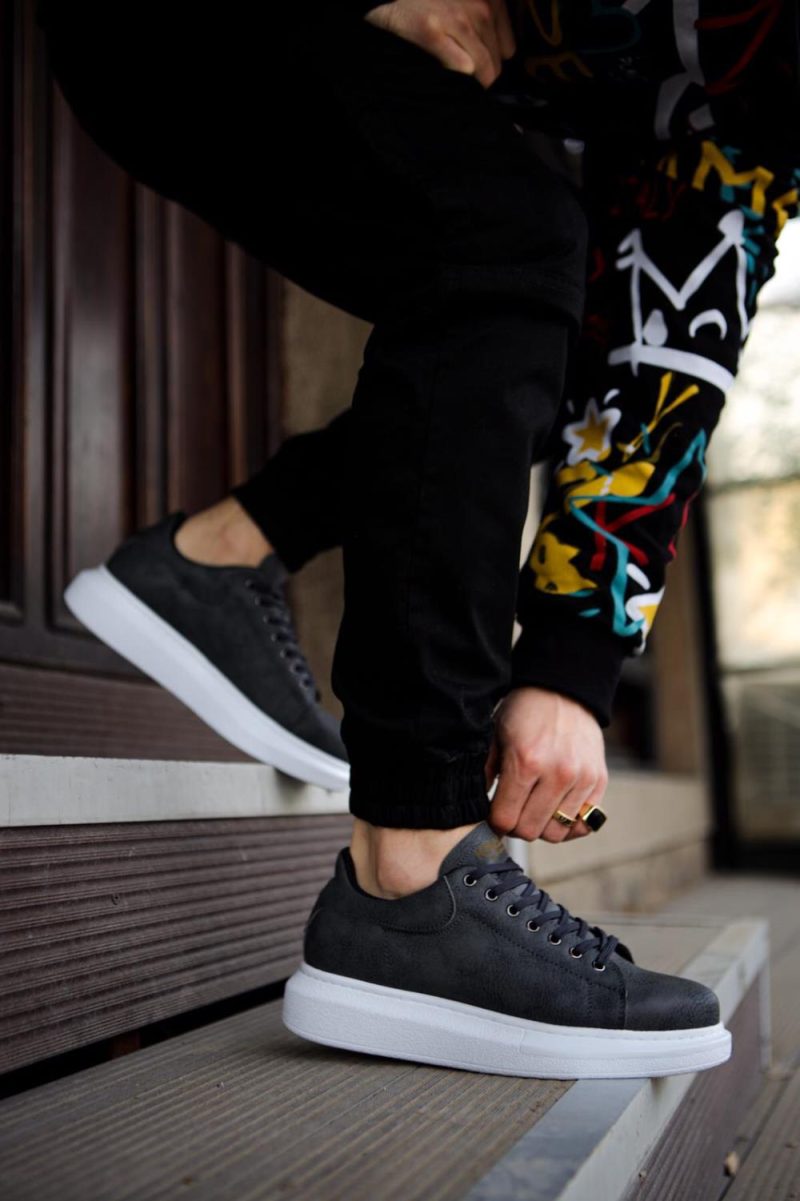 Solaress 044 Mens Sneakers, Leather Daily Shoes Grey
