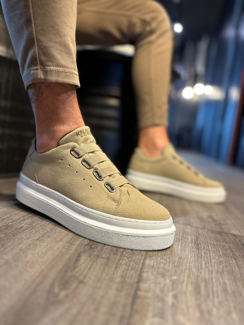 Solaress 521 Mens Sneakers, Leather Daily Shoes Mink Suede - Image 2