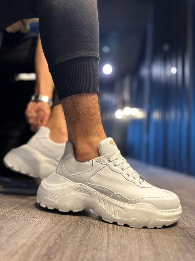 Solaress N75 Mens Sneakers, Leather Daily Shoes White - Image 4