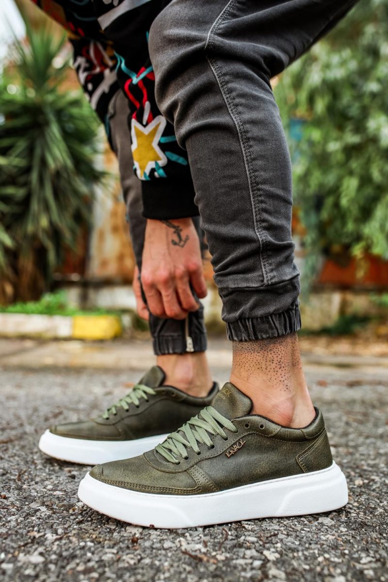 Solaress 222 Mens Sneakers, Leather Daily Shoes Green