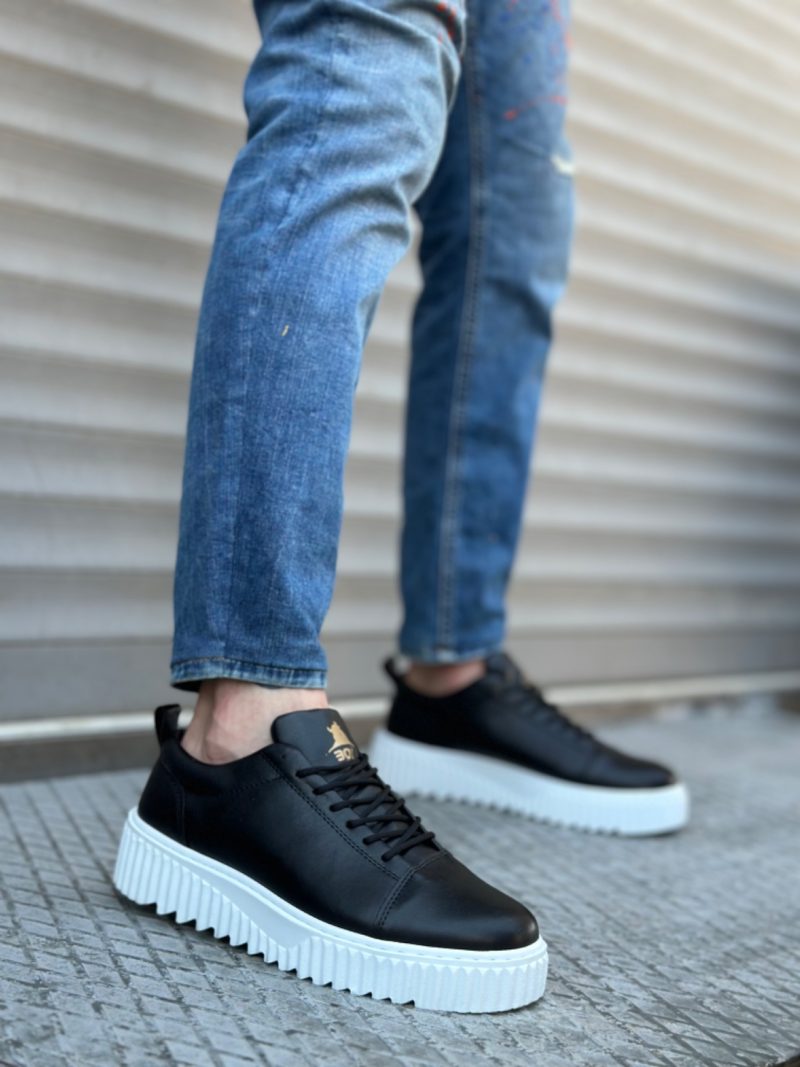 Boa BA8104 Men Sneakers,  Leather Black Fashion Shoes - Image 2