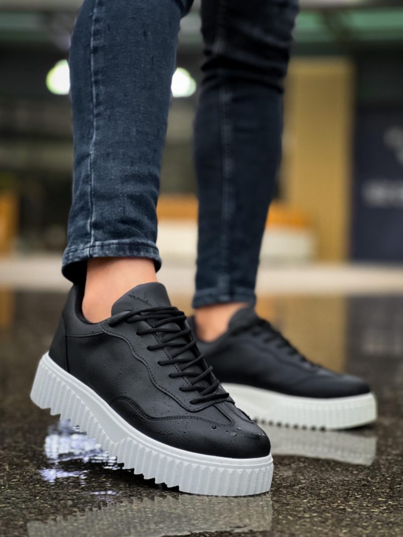 Boa BA0802 Men Sneakers,  Leather Black  Fashion Shoes - Image 7
