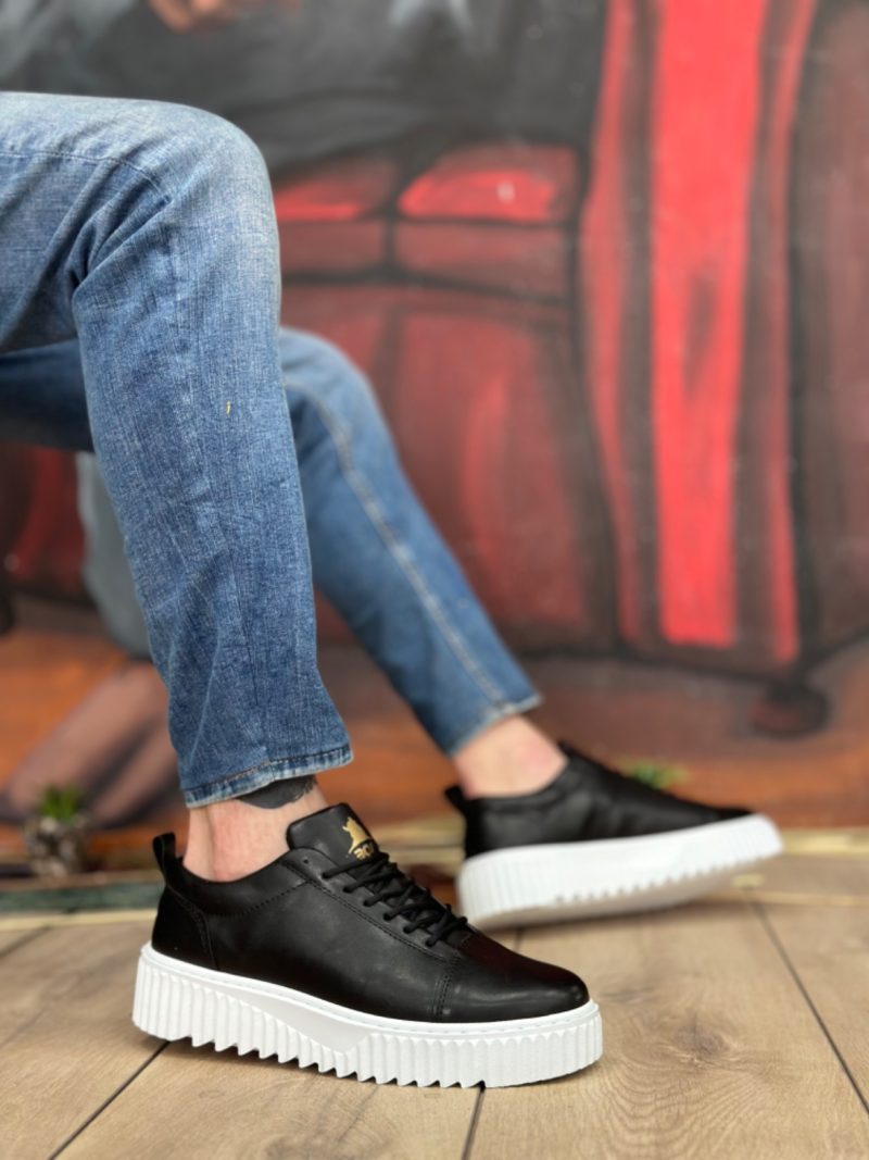 Boa BA8104 Men Sneakers,  Leather Black Fashion Shoes - Image 4