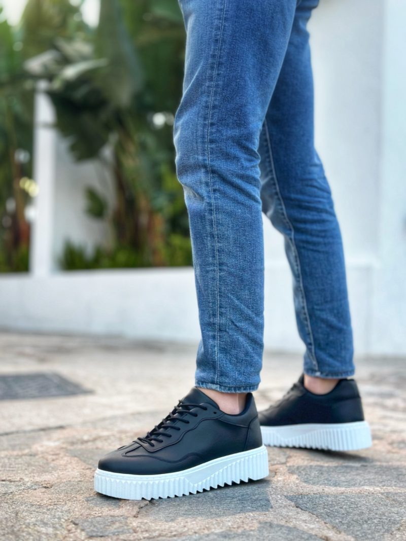Boa BA0802 Men Sneakers,  Leather Black  Fashion Shoes - Image 3