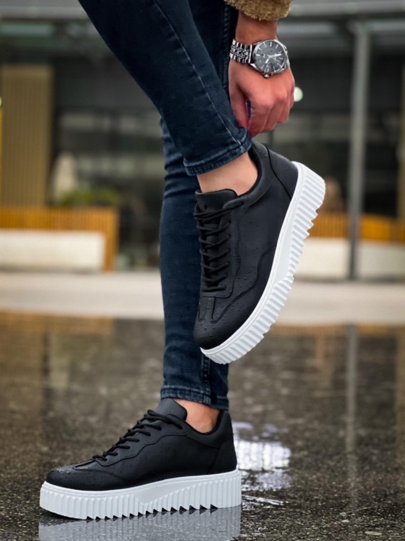 Boa BA0802 Men Sneakers,  Leather Black  Fashion Shoes - Image 6