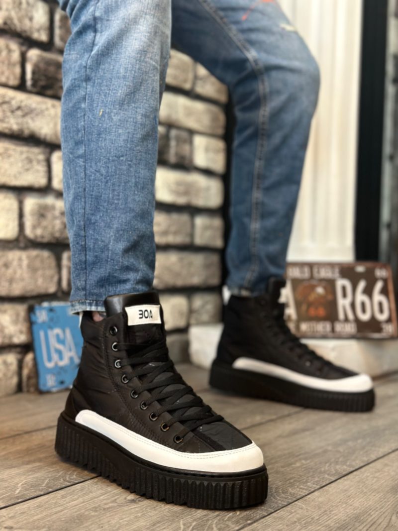 Boa BA0811 Men Sneakers,  Leather Black Fashion Shoes