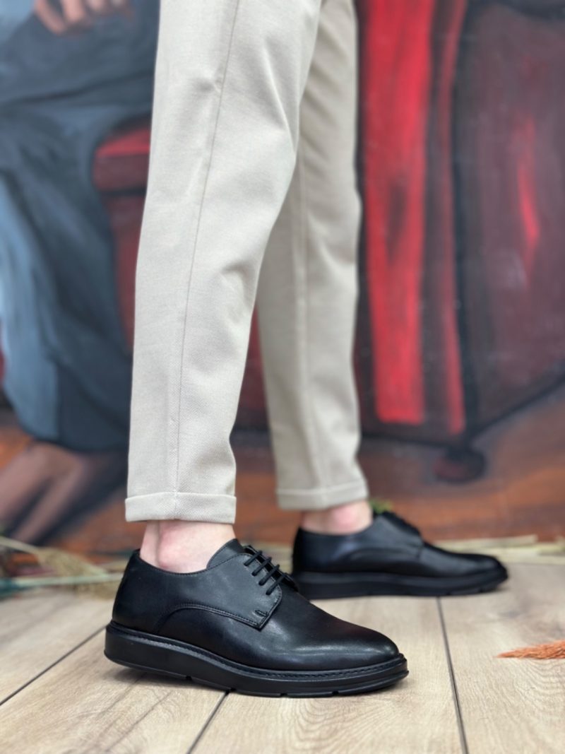 Boa BA0003 Men Sneakers,  Leather Black Fashion Shoes - Image 2