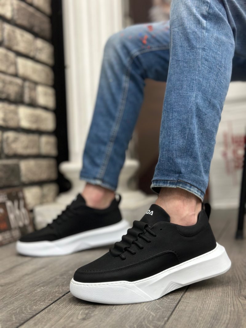 Boa BA0332 Men Casual Shoes,  Leather Black Fashion Shoes - Image 2