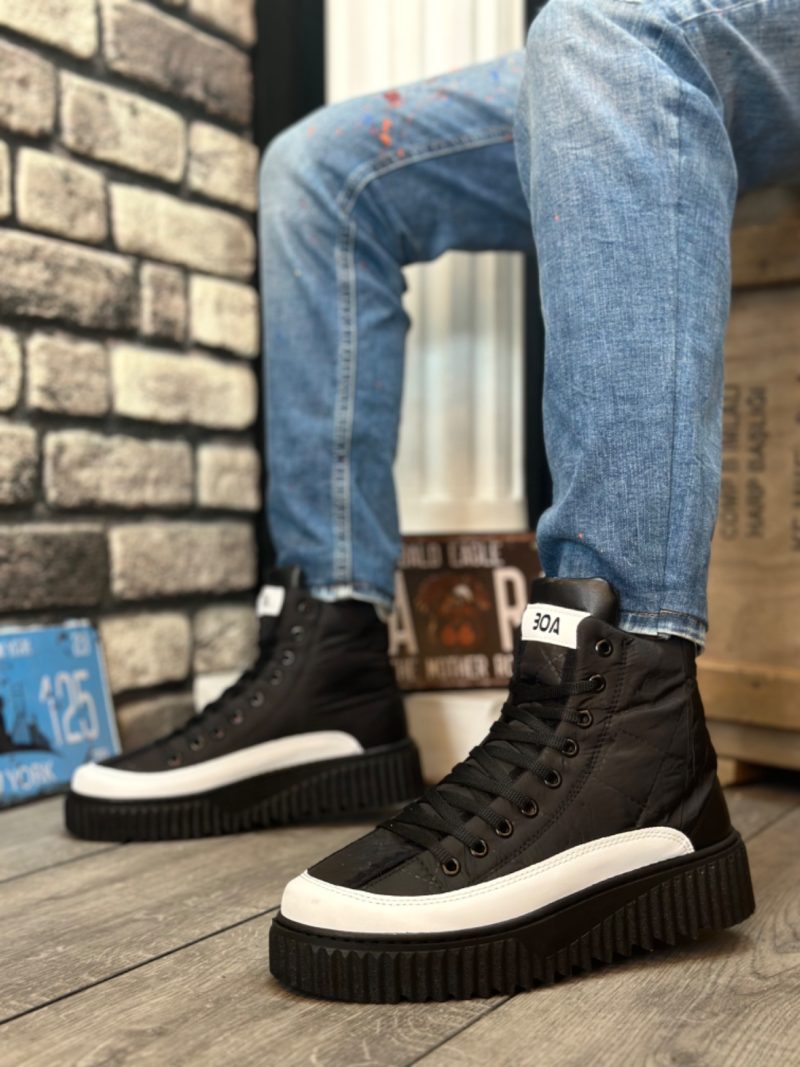 Boa BA0811 Men Sneakers,  Leather Black Fashion Shoes - Image 2