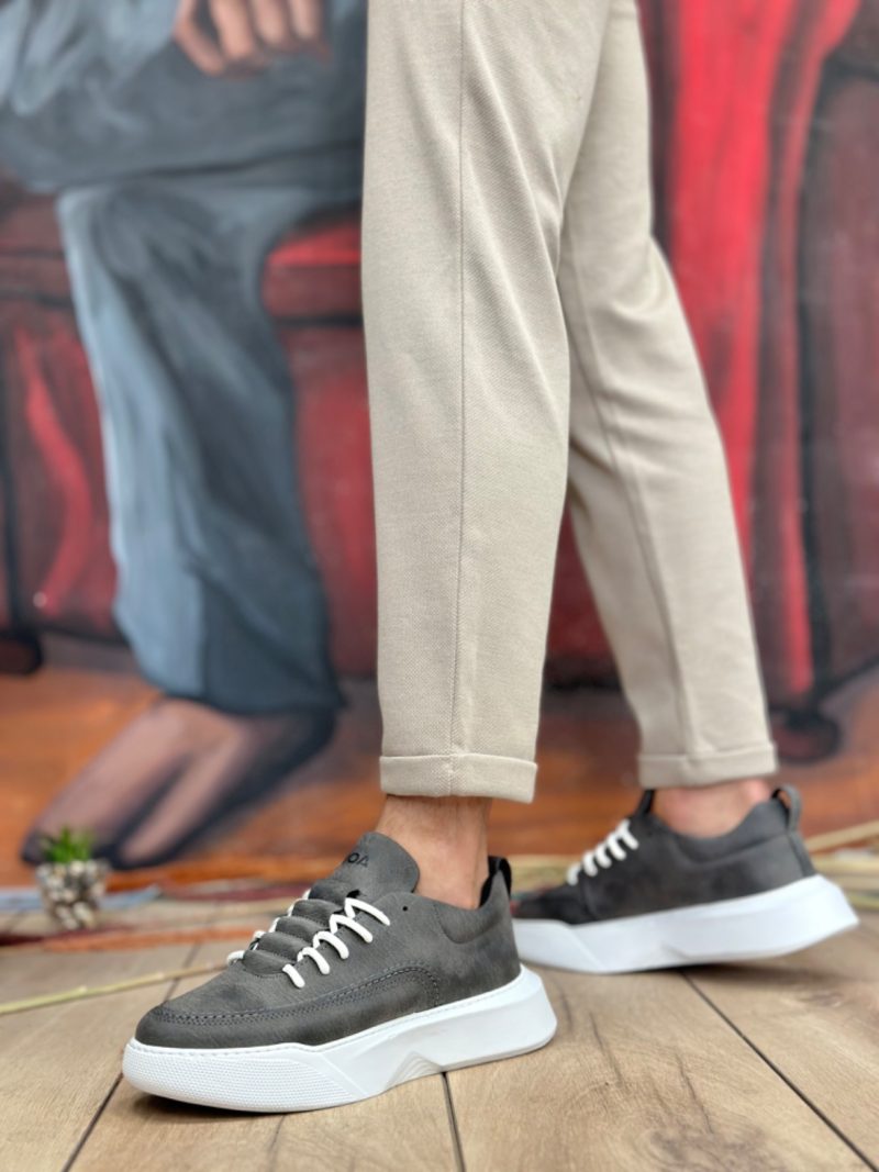Boa BA0332 Men Casual Shoes,  Leather Grey Fashion Shoes - Image 3