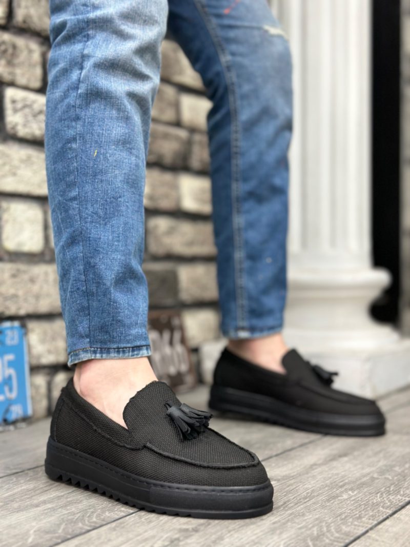 Boa BA0154 Men Sneakers, Linen Leather Black Fashion Shoes