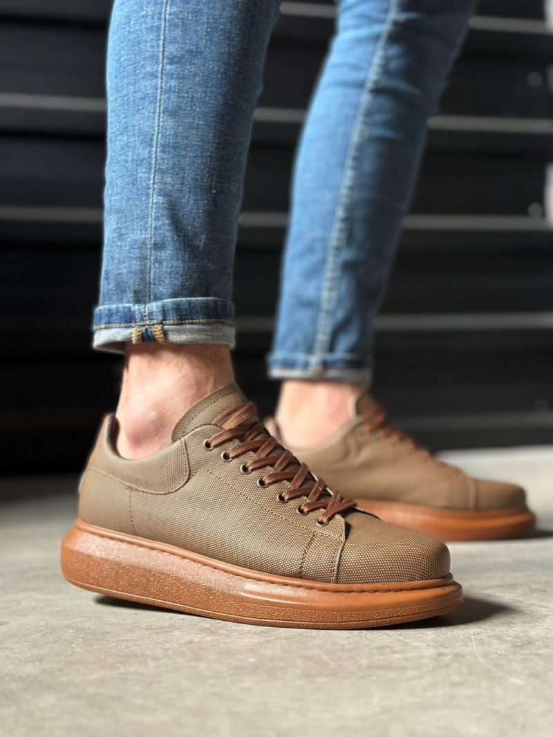 Solaress 041 Mens Sneakers, Leather Daily Shoes Brown